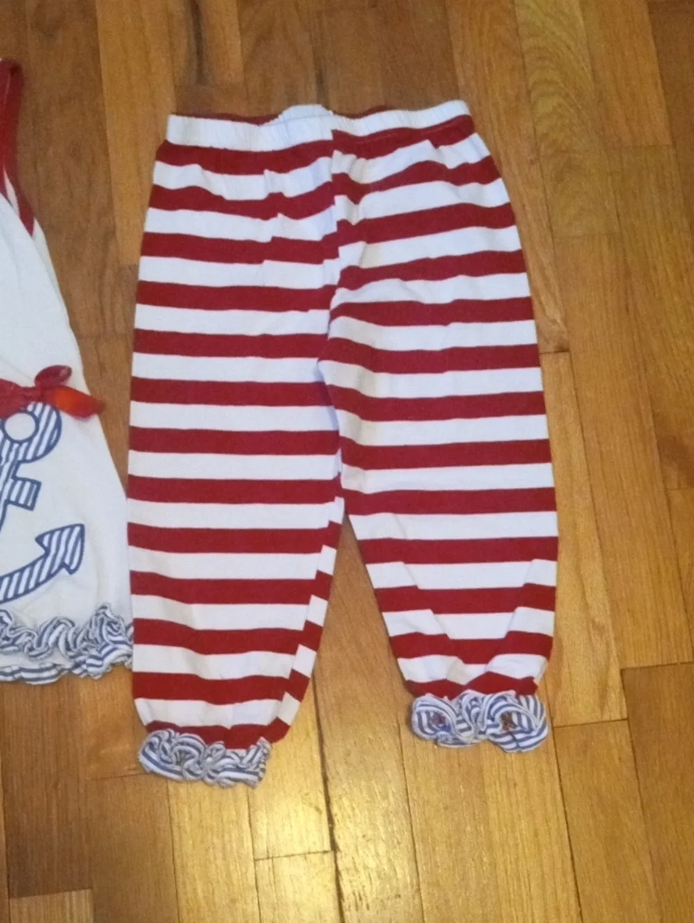 girl 10/12 sleeveless nautical top and striped capri pants red white blue